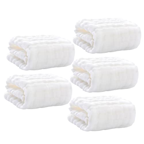 GARVALON 6-Layer Cotton Baby Washcloths Set Absorbent Muslin Burp Cloths for Newborns 5pcs Soft Hand Towels for Drooling and Bathing