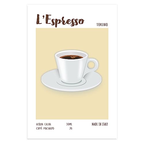 Vulfire Stampa da Parete L'Espresso, Caffè Macinato Italiano, Idea Regalo Speciale, Arredamento Casa Salotto Ufficio Cucina, Poster in carta glossy premium (29.7x42)