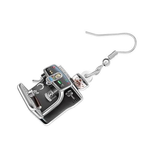 Image of BONSNY Acrylic Dangling Novelty Fun Black Coffee Machine Earrings Hypoallergenic Designer Jewelry Gifts For Women