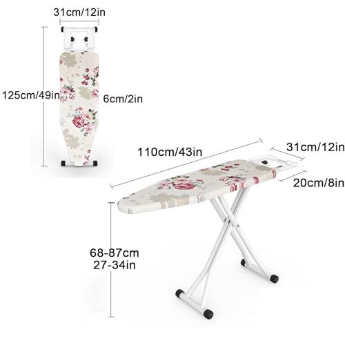 Planche à repasser extra large pliable et son coussin épais rose - 7