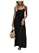 SHENHE Women's Open Back Spaghetti Strap Beach Maxi Dress Loose Flowy Vacation Sundress Black Large