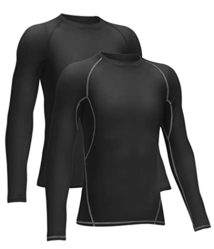 TELALEO Boys  Girls  Compression Shirts Youth Long Sleeve Undershirt Sports Performance Moisture Wicking Baselayer Black Grey M