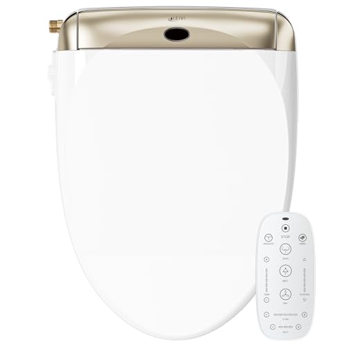 Image of LEIVI Electric Bidet Toilet Seat with Wireless Remote and Side Panel, Multiple Spray Modes, Adjustable Heated Seat, Warm Water and Air Dryer, Auto LED Nightlight, Elongated