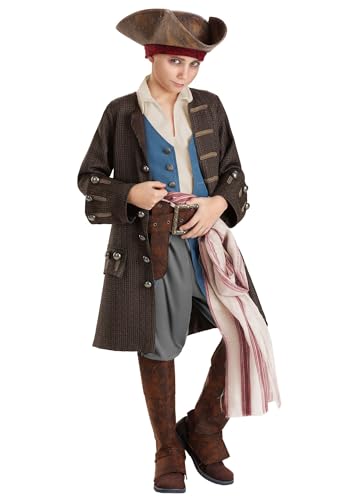 Kid's Jack Sparrow Costume | Pirates of the Caribbean Premium Captain Jack Sparrow Pirate Costume for Boys Large