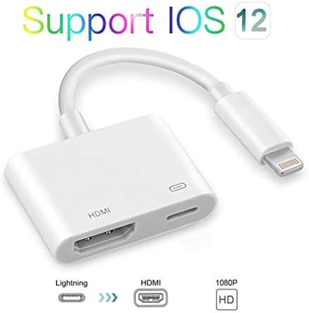 Lightning Digital AV Adapter, Lightning to HDMI Adapter with Lightning Charging Port for 1080P HD TV Monitor Projector for iPhone/iPad/iPod