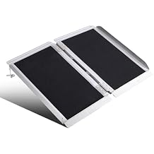 2FT Portable Wheelchair Ramp Anti-Slip Aluminum Folding Portable Ramp 800LBS Capacity Folding Non-Slip Aluminum Handicap Ramp, for Home Steps, Stairs, Doorways, Car, Curbs2FT Using Height 2-6inch