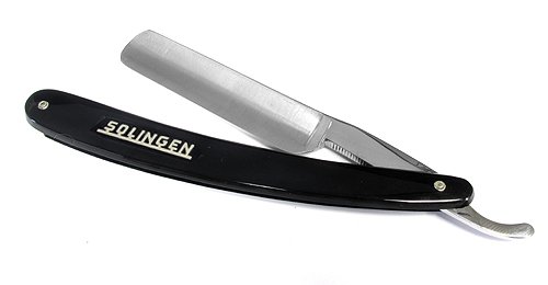 Navaja de afeitar de Solingen con Negra Rígida 12,5 cm
