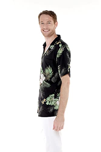 Image of Matchable Couple Hawaiian Shirt or Dress Signature Prints Pineapple | Sold Individually; Matchable Couple Collection; Soft Comfortable Fabric; Signature Tropical Prints; Vacation Ready