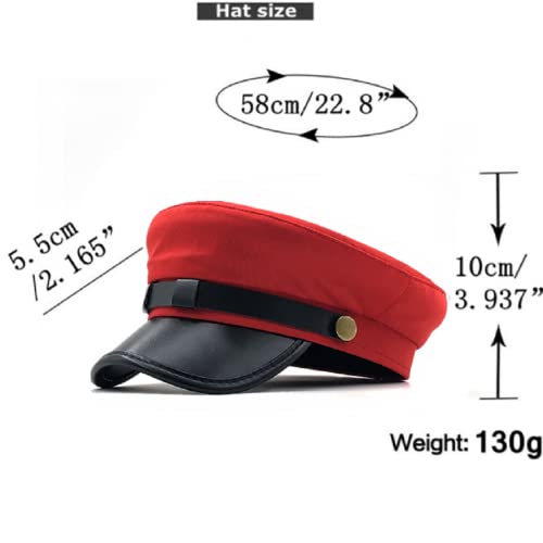 Women Classic Yacht Captain Sailor Hat Newsboy Cabbie Beret Cap (S-M) (Red) #TOP3