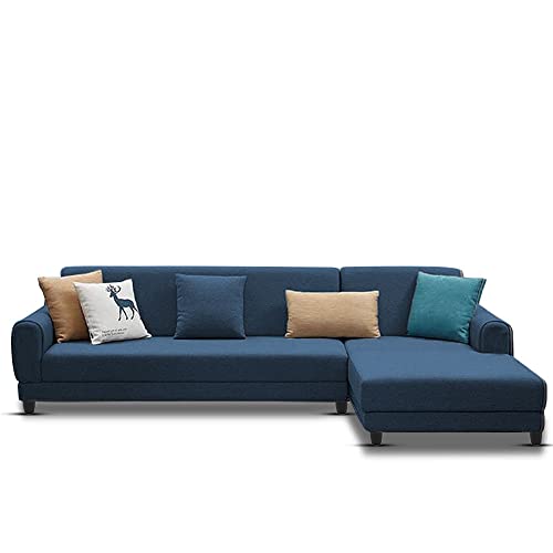 Image of Kraven RHS 6 Seater L Shape Sofa Set for Living Room (Blue Fabric)