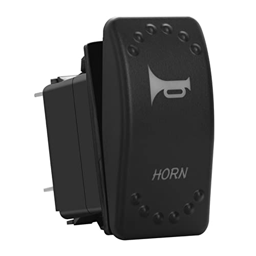 Image of Green Backlit Momentary Rocker Switch 5 Pin (ON)-Off Laser Etched Button Switch with Wires for Car Marine Boat UTV 20A /12V 10A /24V (Horn)