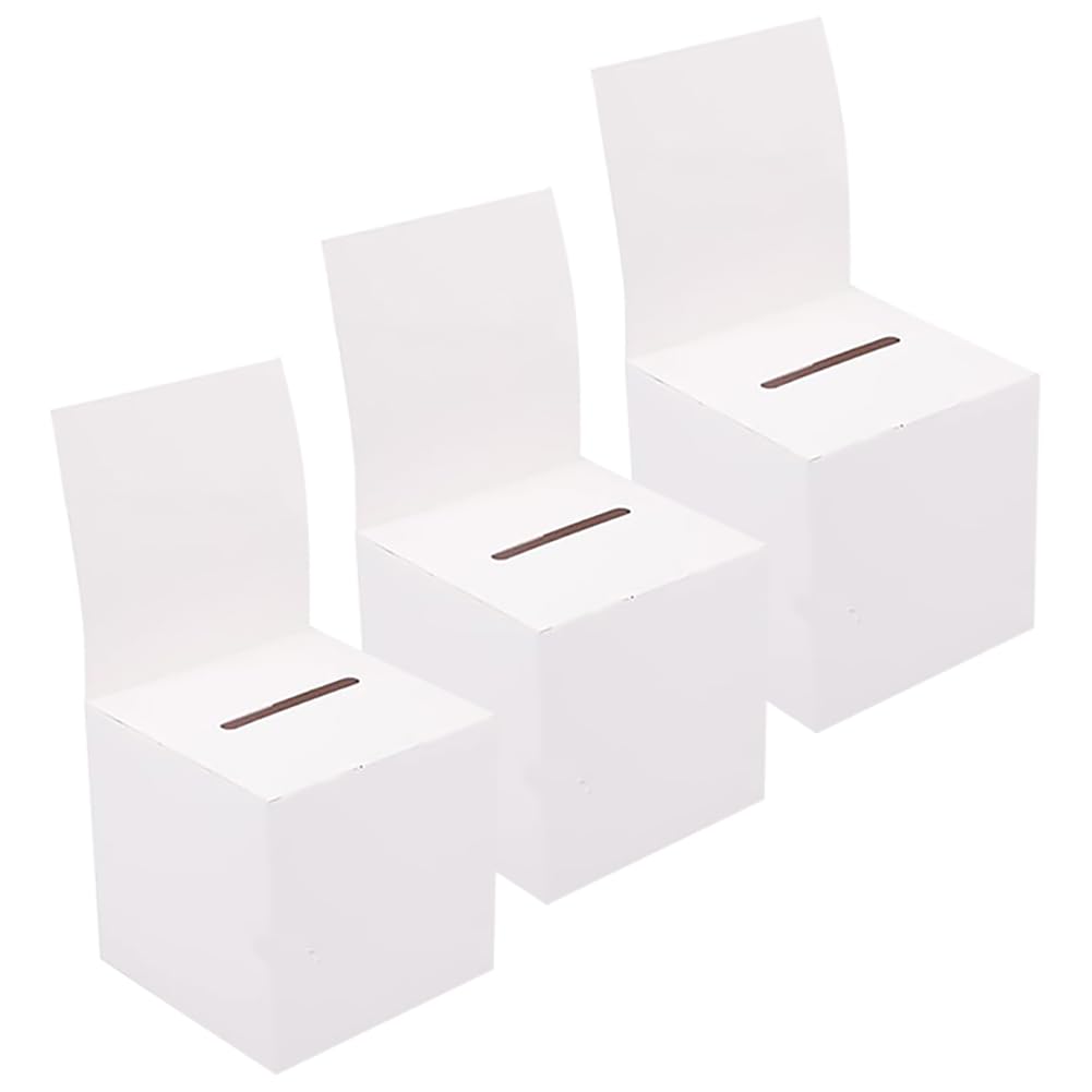 Hugede White 3 Pcs Donation Collection Boxes Charity Money Boxes Raffle Ticket Boxes Cardboard Ballot Boxes Suggestion Boxes With Slot For Collecting Voting
