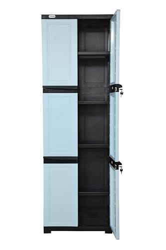 Image of Prima Viva-3 Plastic Storage Cabinet (Medium H 6 Ft x W 2 Ft x D 1.16 Ft) | 5 Compartments Multipurpose Organizer for Home & Office | Strong, Stylish & Spacious Cupboard for Clothes & Essentials