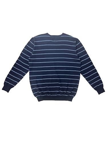 Krumba Mens Long Sleeve Plus Size Navy&Blue Stripe Design Sweater4