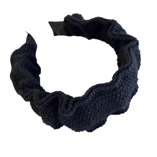 PNTRBCK Women's Retro Pleats Lace Red Wool Knitting Wide Headband