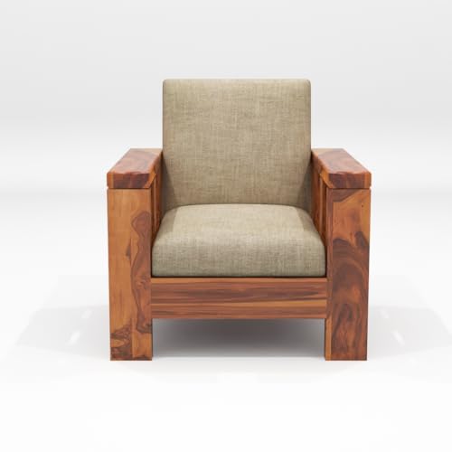 Image of Sheesham Wooden 5 Seater Sofa Set for Living Room | Solid Wood Sofa | Rosewood Sofa Set for Home & Office | Lounge (Honey, 5 Seater)