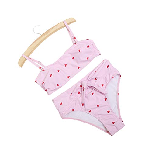 Biquíni feminino sexy push-up roupa de banho duas peças maiô com estampa acolchoada (rosa/G)