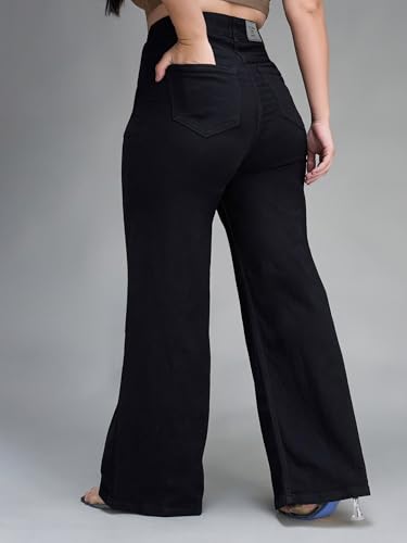 Image of Miss Chase A+ Women's Wide-Leg High Rise Regular-Length Stretchable Denim Jeans