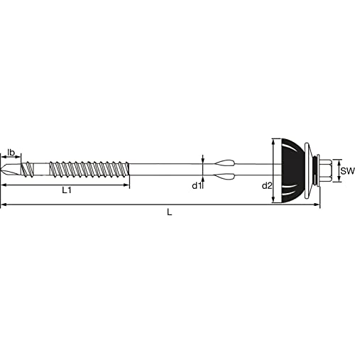 SawTec 111353 Eternitschraube 6,5x130 duplexbeschichtet mit Bohrspitze & Regenhut, Edelstahl