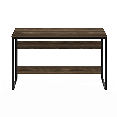 Image of Furinno Moretti Desk, 52 Wide Metal Frame Gaming Desk, Rectangular Computer Desk, Writing Desk, Office Desk for Home Office, Study Room, Dorm, Bedroom, Brown Walnut