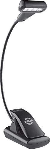 K&M König & Meyer 12272.000.55 Music Stand Light T-Model 4 Led Flexlight | Adjustable Clip To Stand/Table/Trays/Books | Portable Lamp | Carry Case/Batteries Incl. | German Made | Black #TOP15