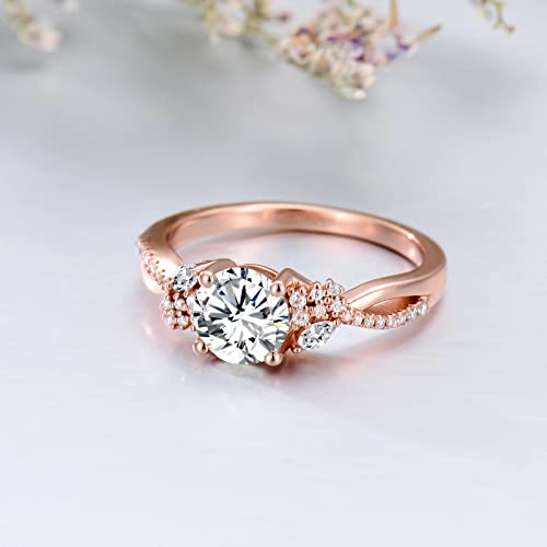 10k/14k/18k White Yellow Rose Gold Engagement Ring for Women, 1Carat Blossom Moissanite Engagement Ring for Her Free Engraved2