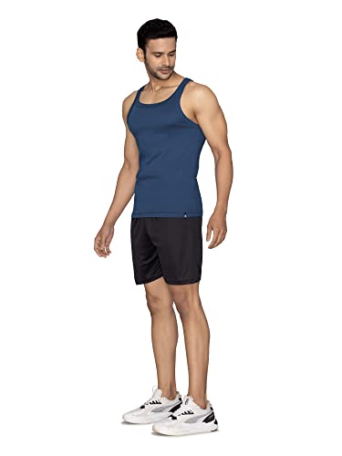 Image of XYXX Men's 100% Cotton Ribbed Regular Fit Solid Square Neck Vest | Anti Bacterial Finish, Racer Back Baniyan for Man, Tag Free Comfort Man's Inner