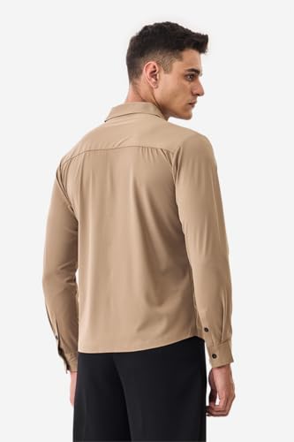 Image of SNITCH Men Casual & Semi-Formal Shirt | Regular Fit Full Sleeve Point Collar Solid Design | Premium Nylon Blend Breathable & Stretchable Fabric for All Day Comfort