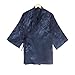 HZCX FASHION Cardigan Kimono for Men Black Silk Satin Robe Mens Lightweight Traditional Hanfu Silky Chinese Dragon Shirt(Navy,XX-Large)