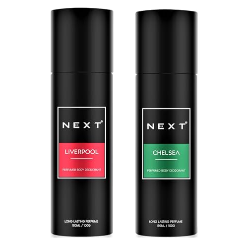 Image of Next Care Liverpool & Chelsea Perfumed Body Spray for Men & Women | Long Lasting Deodorant Combo Pack | Fresh Citrus & Smokey Vanilla Fragrance | Body Deodorant Spray | 150ml Each (Pack of 2)