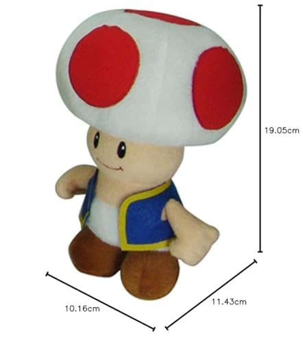 Little Buddy Super Mario All Star Collection 1417 Toad Stuffed Plush, 7.5"