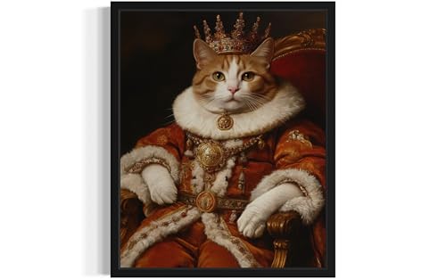 Portrait du roi chat poster humour pour animal domestique cadre noir 20x25 cm A8