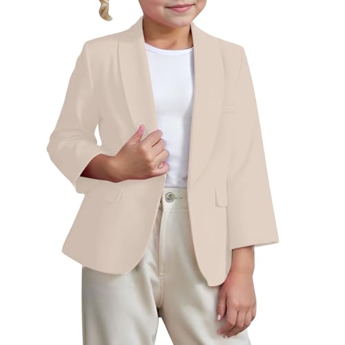 Girls Blazer Notched Lapel Long Sleeve Jackets Open Front School Uniform Blazers with Pocket Value Bundle Sizes 3-14