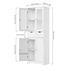 HORSTORS 67" Tall Bathroom Storage Cabinet, Freestanding Storage Cabinet with Glass Door and Shelves, Kitchen Pantry Linen Cabinet with 2 Drawers for Bathroom, Living Room, Dining Room, Office, White HORSTORS 67 Tall Bathroom Storage Cabinet Freestanding Storage Cabinet with Glass Door and Shelves Kitchen Pantry Linen Cabinet with 2 Drawers for Bathroom Living Room Dining Room Office White