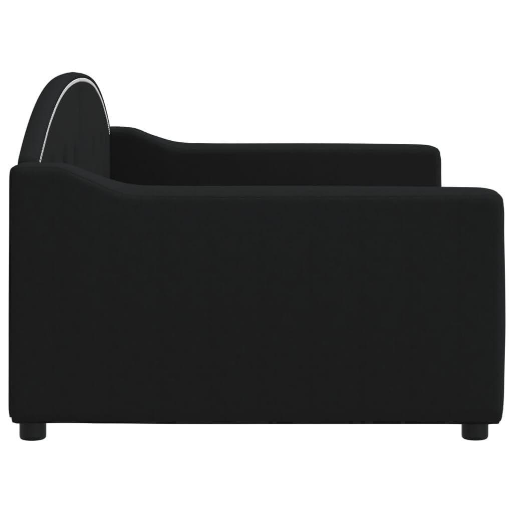 vidaXL Letto da Giorno Nero 90x190 cm in Tessuto, Divano Letto, Divano Letto Singolo, Divano Letto in Tessuto, Letto per Ospiti, Divano Letto Moderno