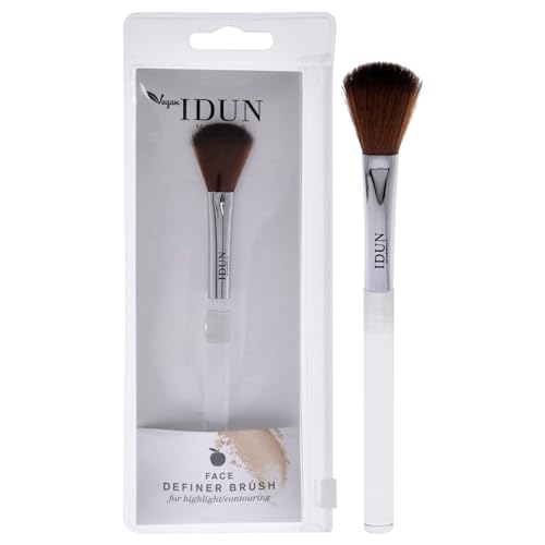 IDUN Minerals Face Definer Brush - Soft Bristles In An Elongated Shape - Leaving A Seamless Swipe Of Powdered Texture On Skin - Perfectly Flawless Results - 1 Pc, White, (I0096039)
