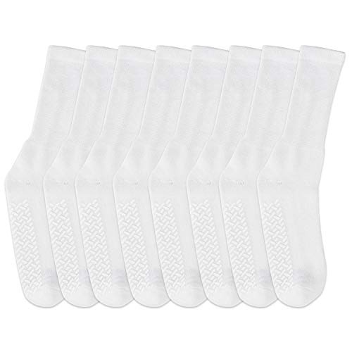 Diabetic Socks Unisex- Non Skid Hospital Loose Fitting Slipper Socks With Gripper Bottoms - 12 Pack Savings - Gripper Socks (10-13, White) #TOP2