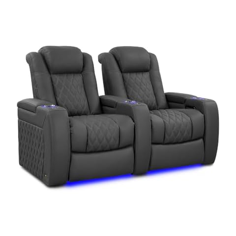 Valencia Tuscany Luxury Edition | Semi-Aniline Italian Nappa Leather 20000, Power Recline, Power Lumbar Support, Power Headrest, Memory Control, (Row of 2, Graphite) Cover