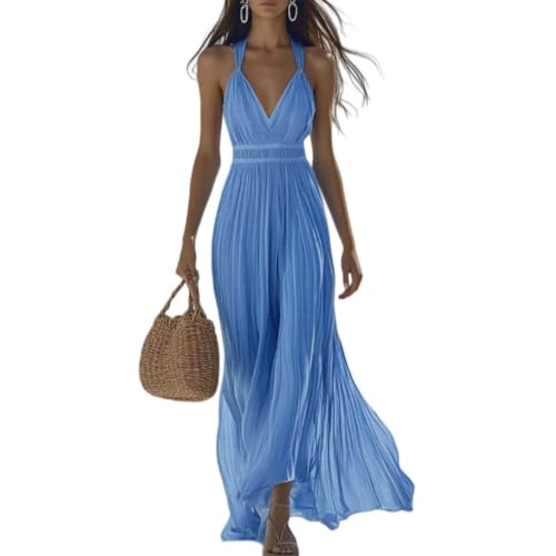Robe longue en mousseline de soie au plissé raffiné et col V plongeant chic pour cérémonie