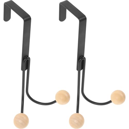 KICHOUSE 2 Piezas gancho de puerta estante puertas encima ganchos en s abrigos ganchos de puerta gancho de guardarropa ganchos para colgar sobre la puerta Ganchos colgantes de madera Negro