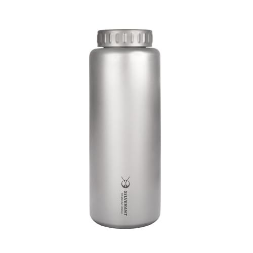Titanium Ultralight 800ml/27 fl oz Leakproof Outdoor Camping Hiking Sports Water Bottle with Insulating Thermal Sleeve and Clip Loop Cap