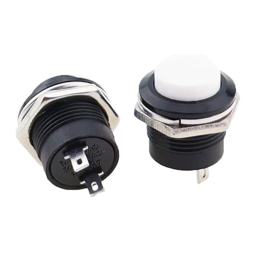 Interrupteur à bouton-poussoir momentané 16mm R13-507 blanc 250V