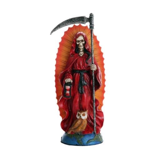 Estatua religiosa Santa Muerte de 7.25 pulgadas rojo
