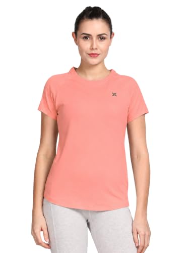 Image of Lavos Women's Regular Fit T-Shirt with Half Sleeve Round Neck, Bamboo & Cotton Gym, Yoga and Sports Wear for Women