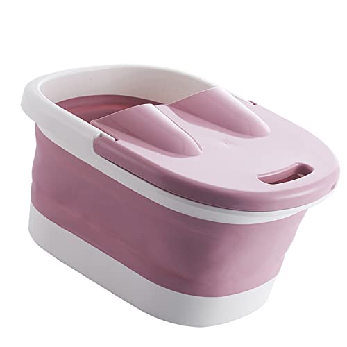ZJchao Bañera Plegable para Pies con Rodillos de Masaje, Portátil, Plegable, con Tapa y asa. (PINK)