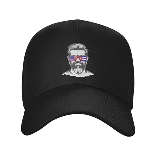 Cuban American Half Flag Boy USA Cuba Classic Duckbill Caps for Stylish Sun Protection Black