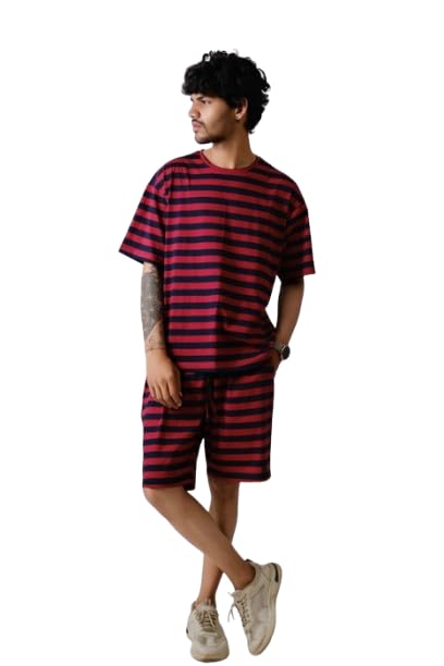 Co-ord Red Racer Oversized Set Majestic Classic Set Nightwear T-Shirt & Shorts Casual Wear | Night Outfits,-image-23