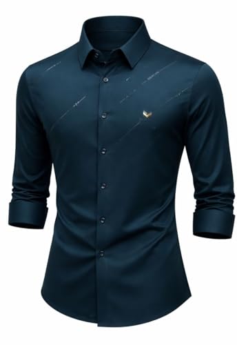 Image of IndoPrimo Men's Premium Satin Shirt for Party, Formal & Casual Wear - Stylish Designer Full Sleeve Shirt for Men