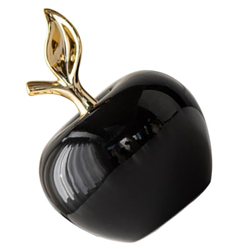 Toyvian Ornement Pomme en Céramique Noire, Grosse Taille, Décoration Intérieure pour Salon et Bureau, Statue de Pomme Réaliste, Modèle de Fruit Artisanal,...