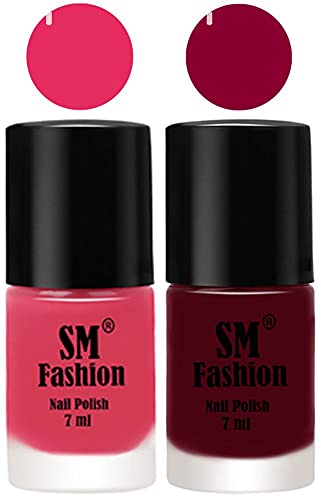 Image of Long Lasting Nail Polish | Nail Paint Combo 7 ml Each) - Set of 2 Dark Rose Pink-Boysenberry